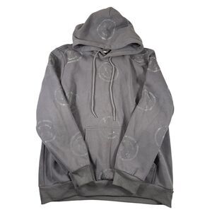 Retrovert Grey Hoodie with Smiley Rhinestone Smiley Faces Size L